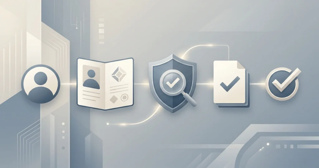 Neutral illustration of an identity verification workflow